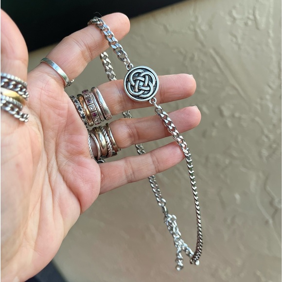 Handmade celtic knot coin cuban chain link stainless steel choker necklace - Picture 2 of 13